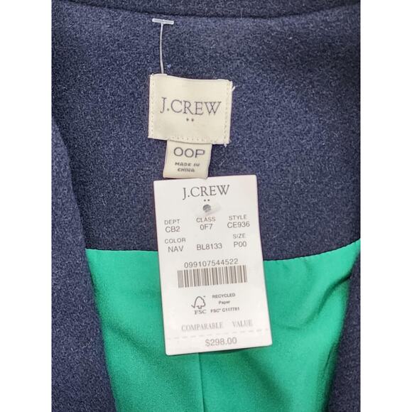 J.Crew Coat Womens Petite P00 Navy Blue Wool Blend Overcoat Gold Button Lagelook - Picture 8 of 13